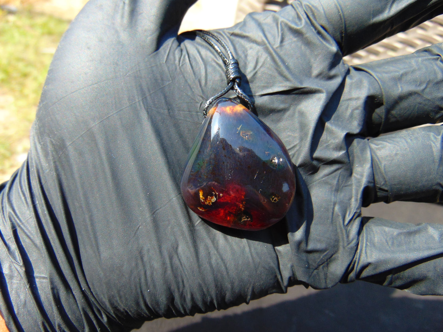 9 gr Pendant 36x28x20 mm Indonesian Blue Amber for Healing PBY293