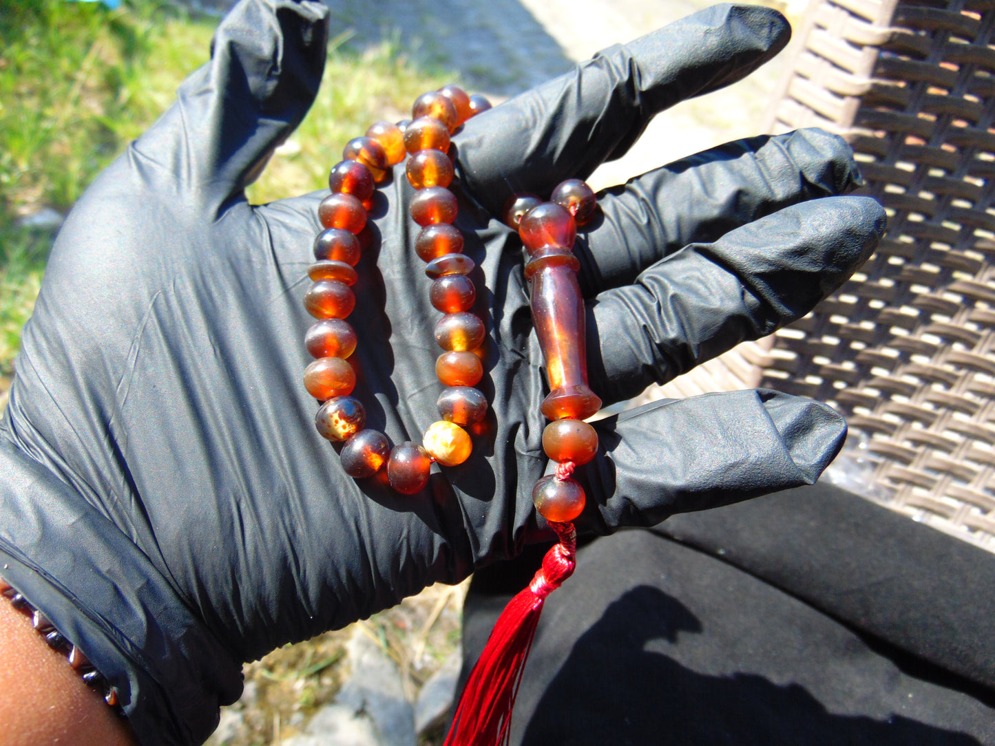 18 gr Hand Tasbih 33+2 Beads 8 mm Indonesian Cherry Red Amber for Healing 26TBS27