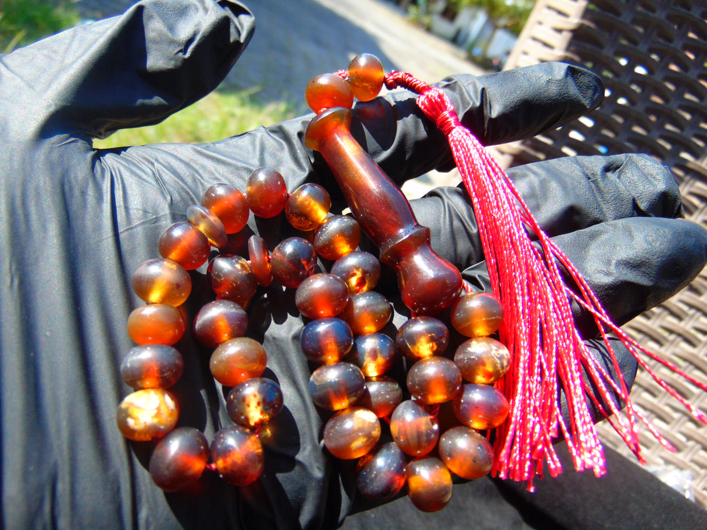 18 gr Hand Tasbih 33+2 Beads 8 mm Indonesian Cherry Red Amber for Healing 26TBS27