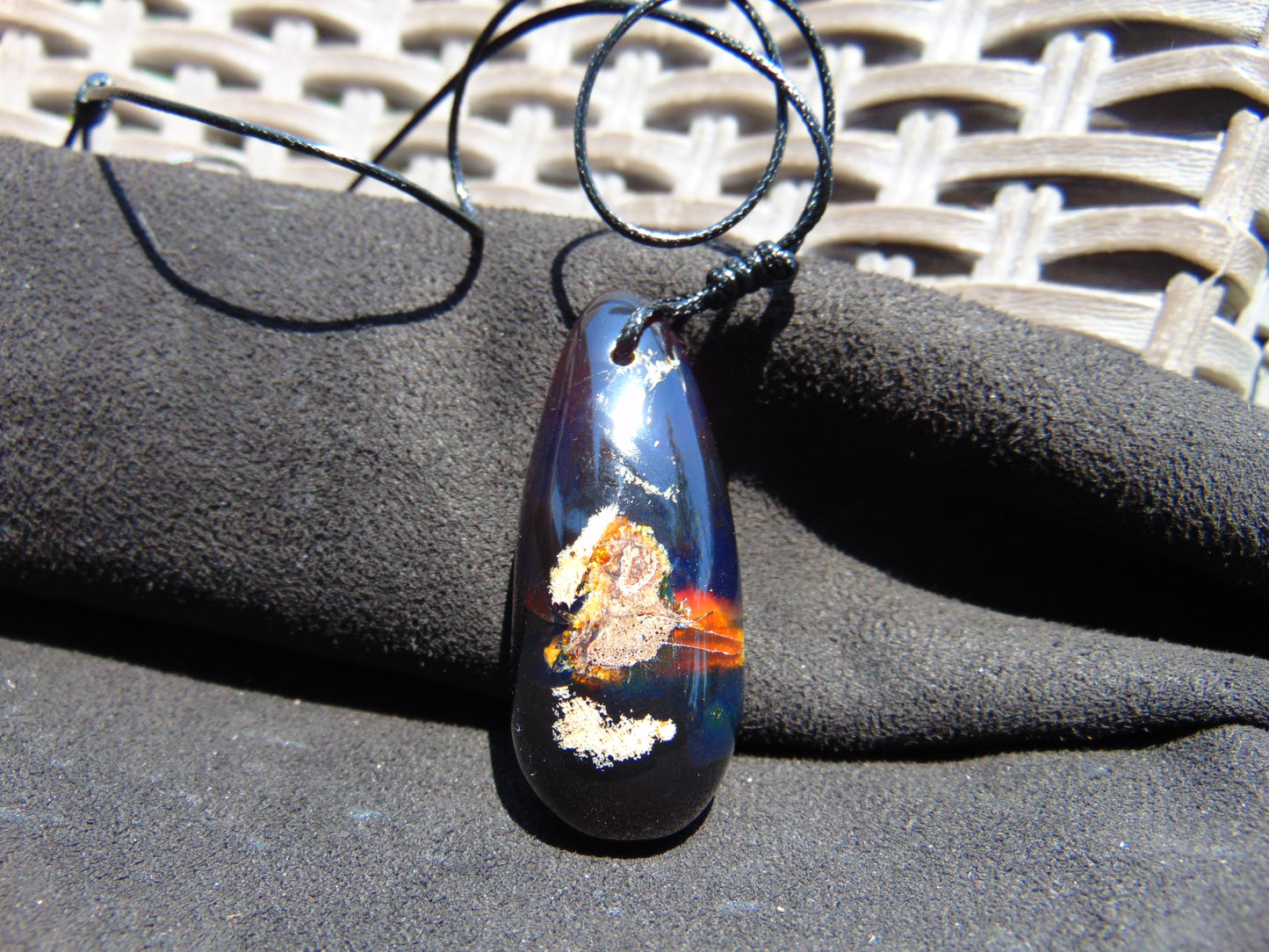 12 gr Teardrop Pendant 50x21 mm Indonesian Black Blue Amber for Healing 25A38