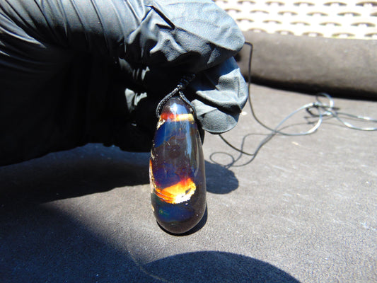 12 gr Teardrop Pendant Indonesian Blue Amber for Healing 25A38