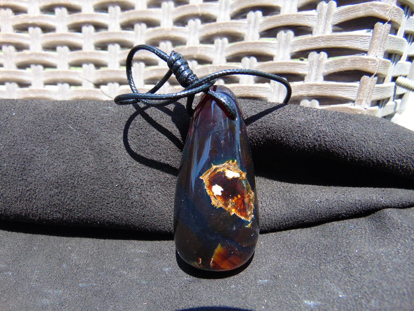28 gr Teardrop Pendant Indonesian Blue Amber for Healing 25N85