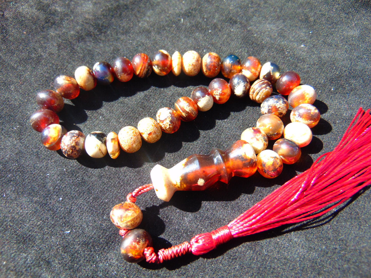 18gr Hand Tasbih 33+2 Beads 8 mm Indonesian Cherry Red Amber for Healing 26TBS31