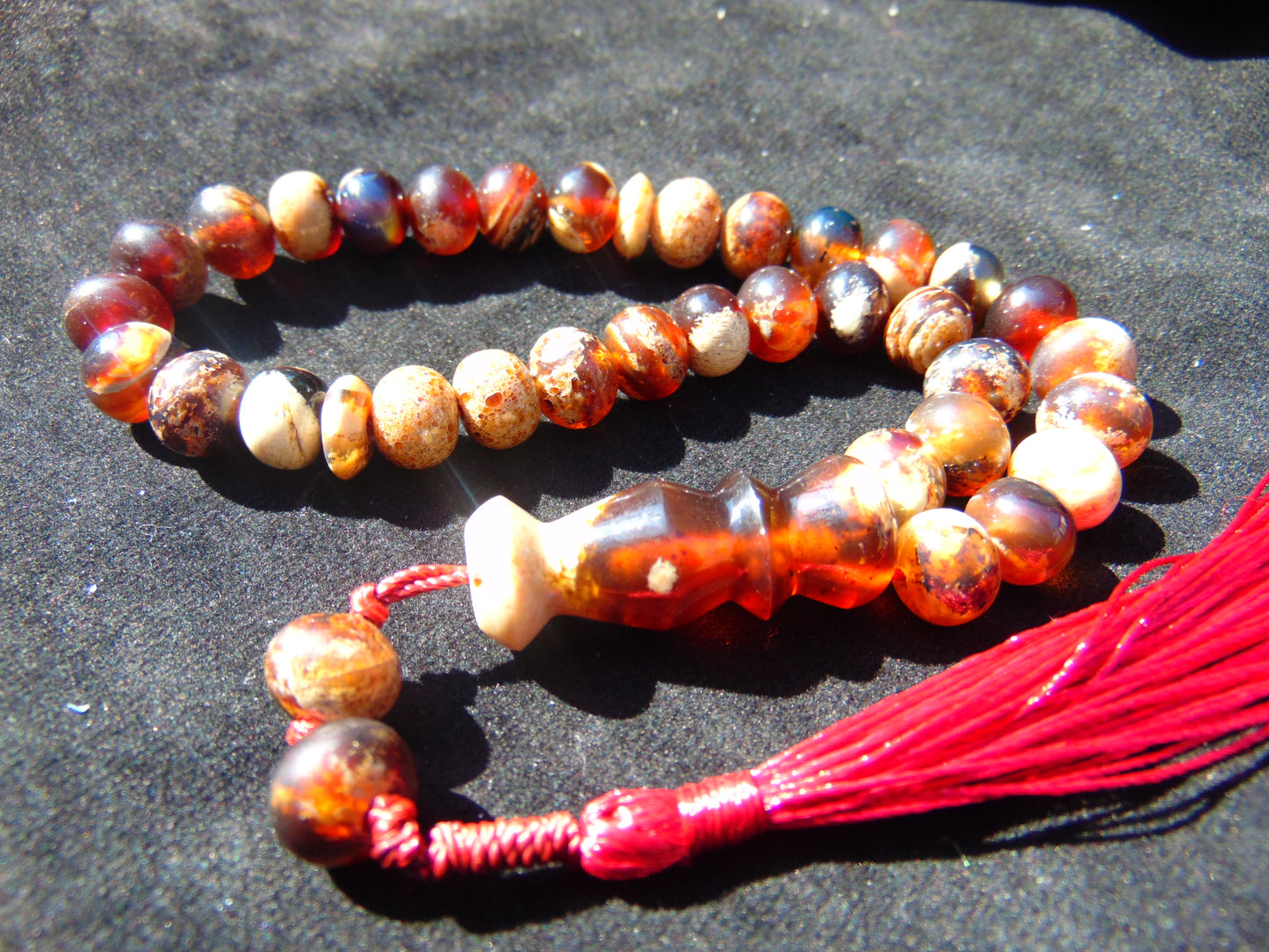 18gr Hand Tasbih 33+2 Beads 8 mm Indonesian Cherry Red Amber for Healing 26TBS31