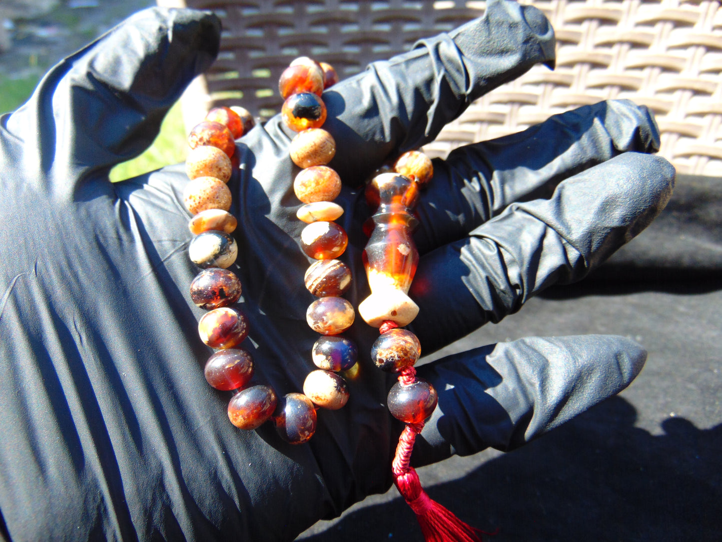 18gr Hand Tasbih 33+2 Beads 8 mm Indonesian Cherry Red Amber for Healing 26TBS31