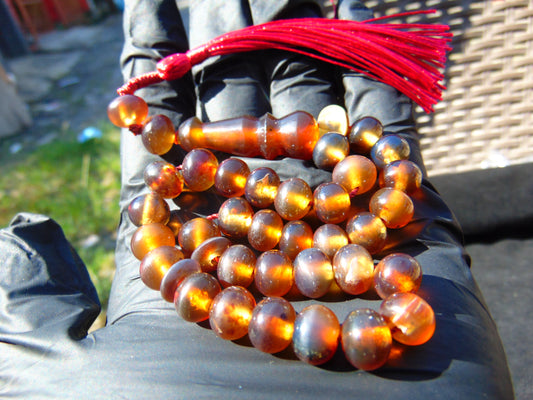 17 gr Hand Tasbih 33+2 Beads 8 mm Indonesian Yellow Blue Amber for Healing 26TBS25
