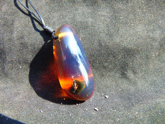 9 gram Teardrop Pendant Indonesian Blue Amber for Healing A400