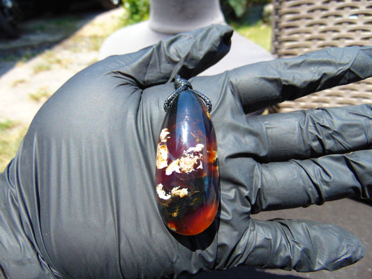 17 gr Teardrop Pendant Indonesian Blue Amber for Healing 25Y6