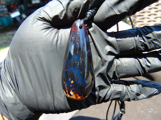 20 gr Teardrop Pendant Indonesian Blue Amber for Healing 25Y9