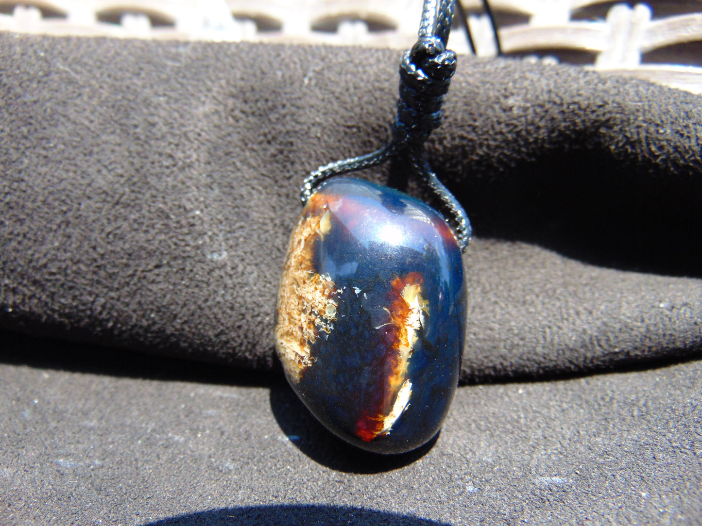 14.29 gr Teardrop Pendant Indonesian blue Amber for Healing N96