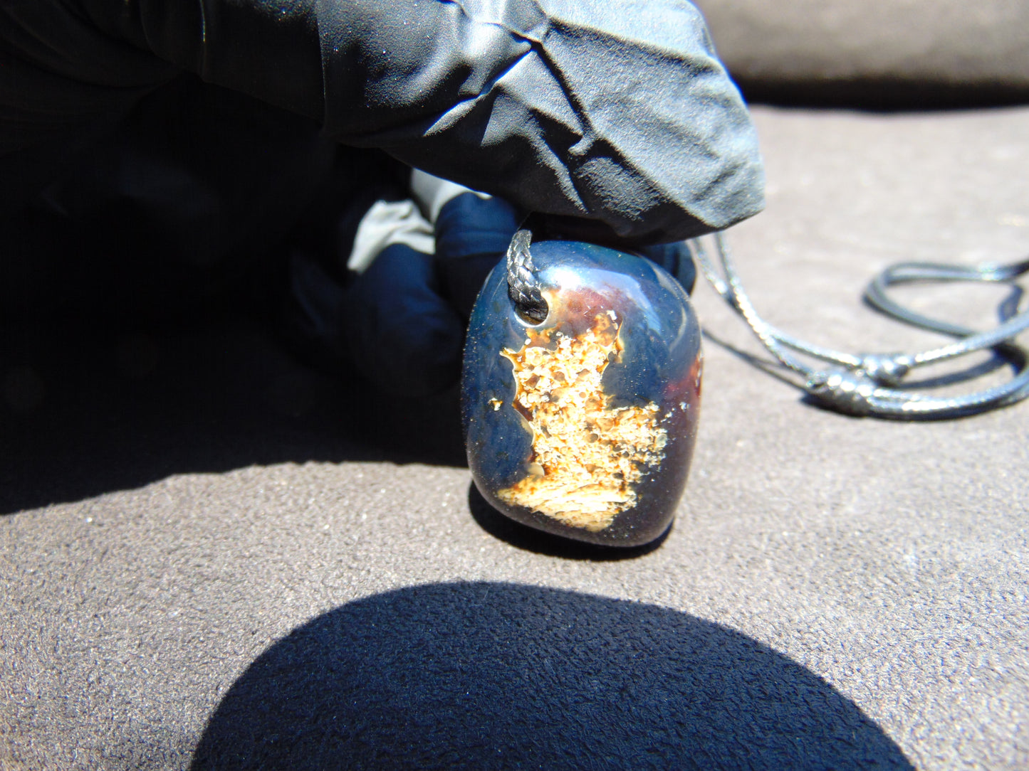 14.29 gr Teardrop Pendant Indonesian blue Amber for Healing N96