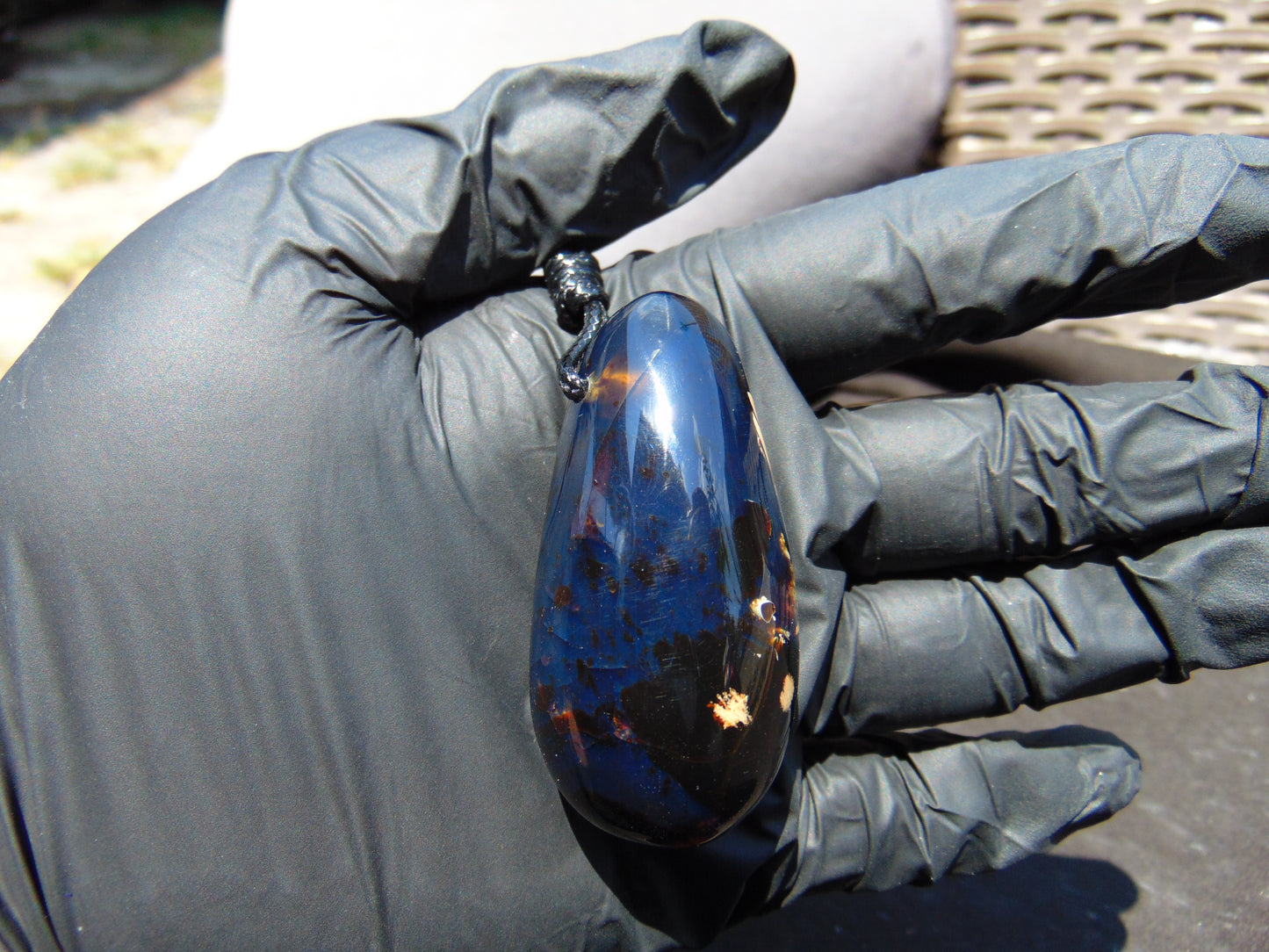 22 gr Teardrop Pendant Indonesian Blue Amber for Healing 25Y20