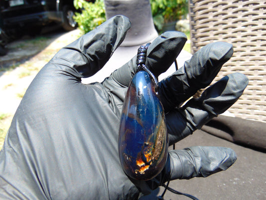 28 gr Teardrop Pendant Indonesian Blue Amber for Healing 25Y16