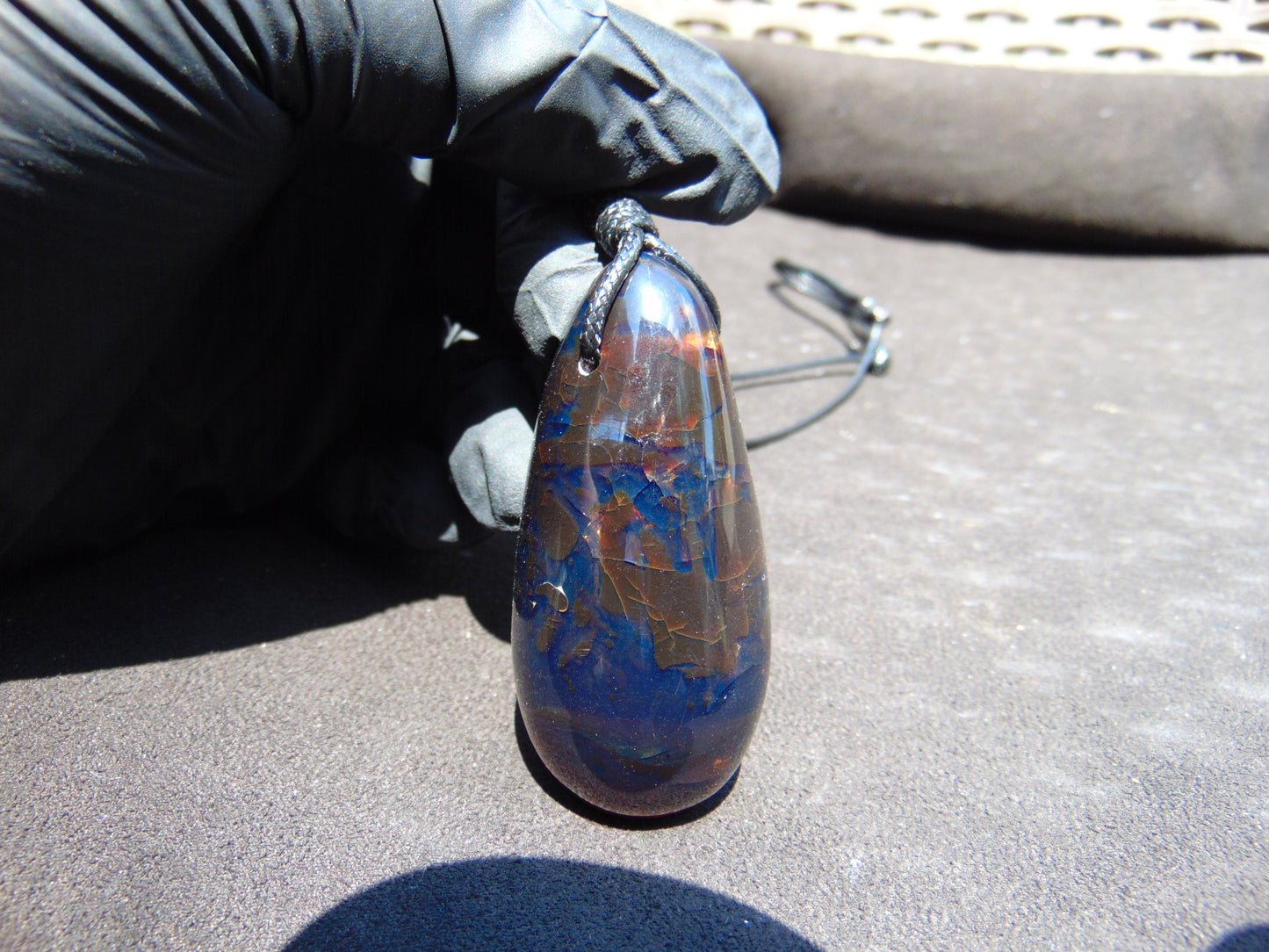 28 gr Teardrop Pendant Indonesian Blue Amber for Healing 25Y12