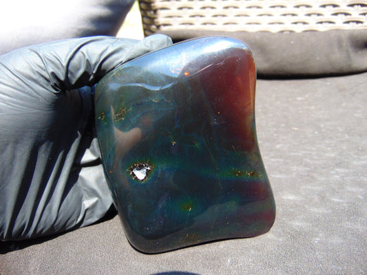 173 gram Full polished Indonesian Dark Blue Amber for Healing ML74