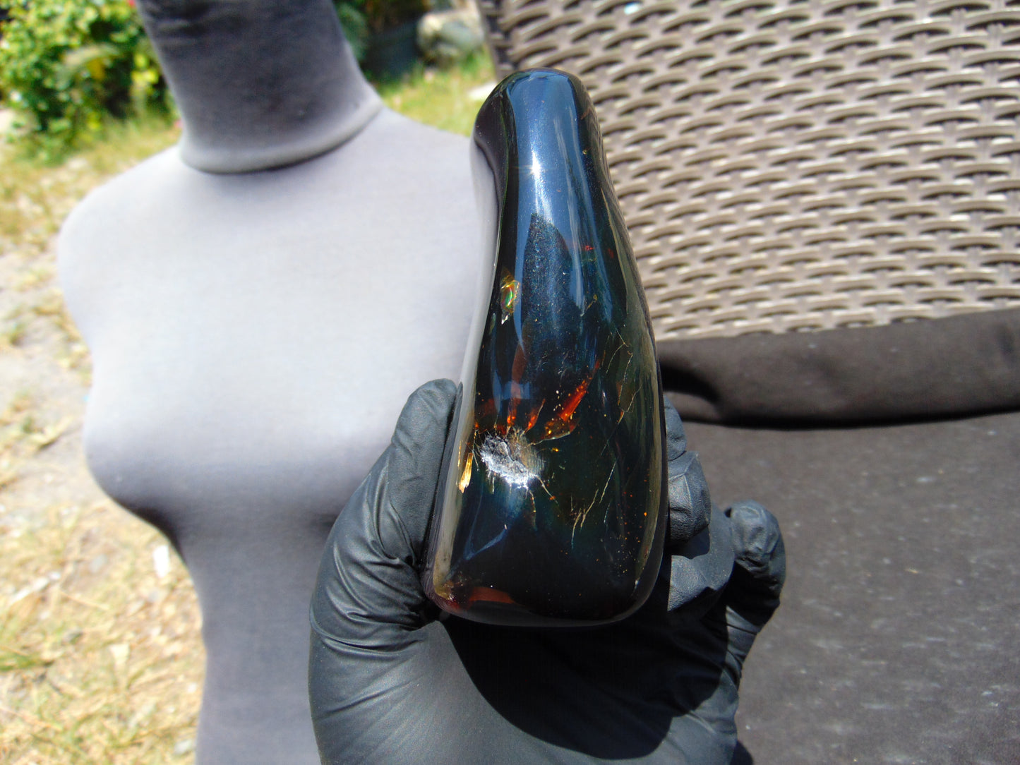 173 gram Full polished Indonesian Dark Blue Amber for Healing ML74