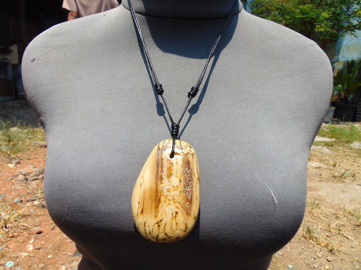44 gr Genuine Natural Indonesian Yellow Cream Amber Big Pendant 26CPX26