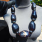 295 gram 15 Beads Big Necklace Indonesian Dark Blue Amber for Healing FR143