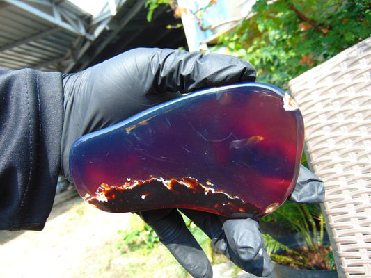 121 gram Slab polished Indonesian Sumatra Blue Amber for Healing 25Y24