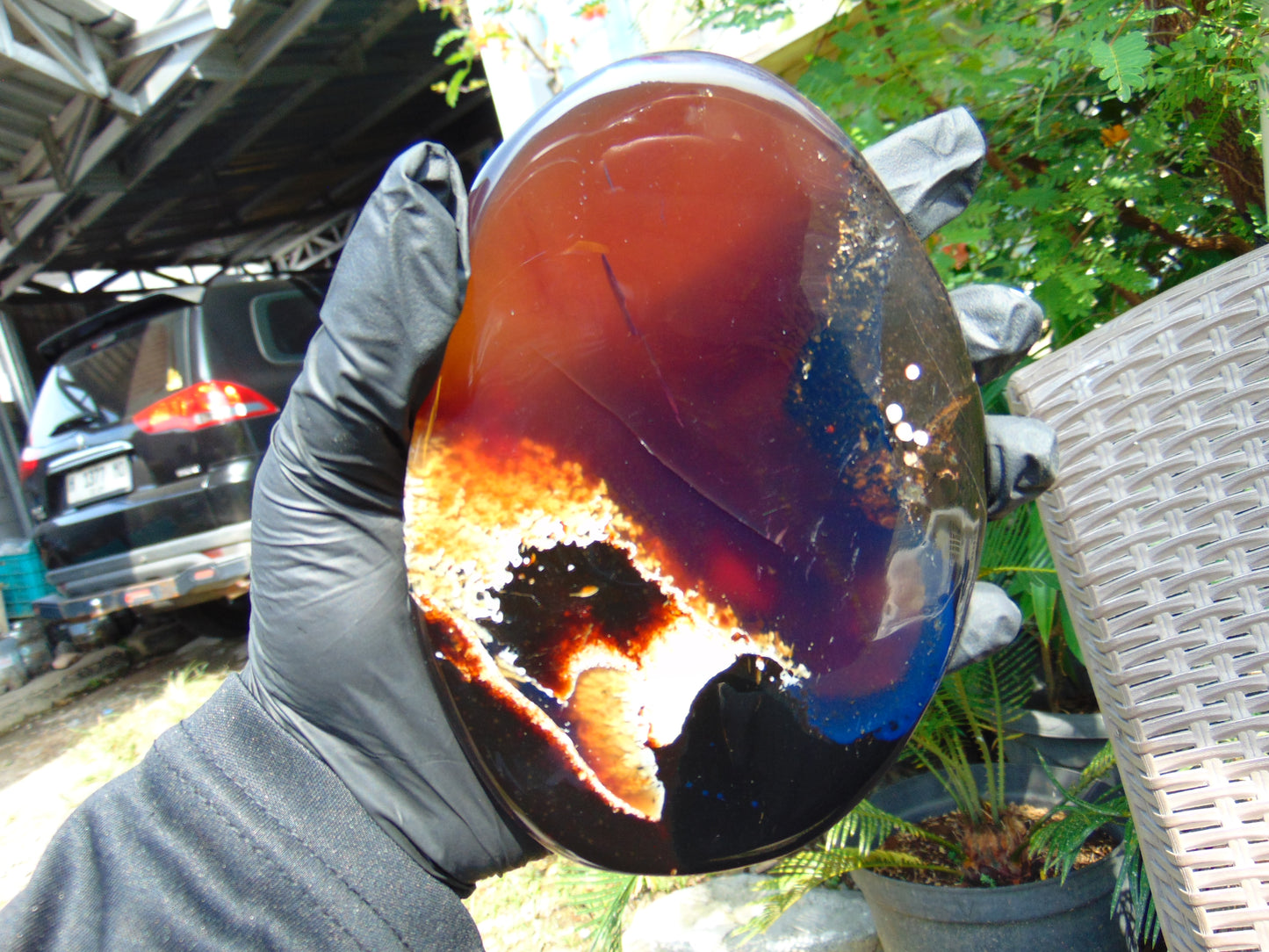 204 gram Slab polished Indonesian Sumatra Blue Amber for Healing 25A213
