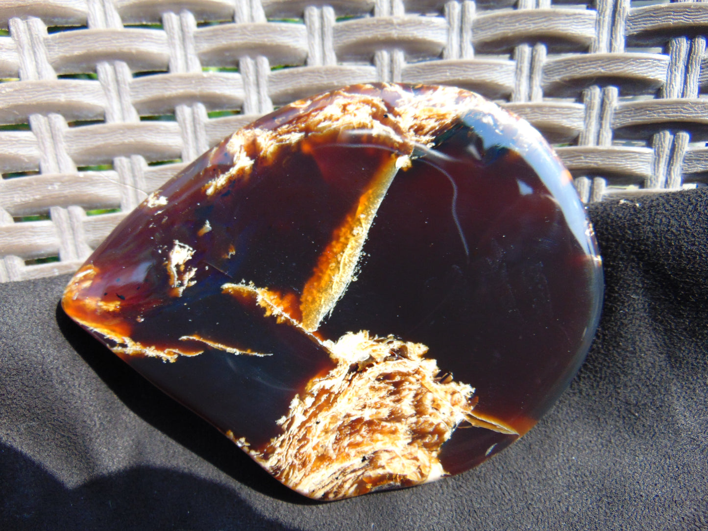 123 gram Slab polished Indonesian Sumatra Inclusion Cherry Red Amber for Healing 25N152