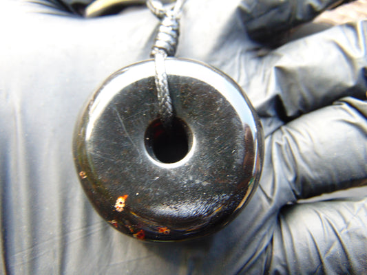 20.69 gr Donut Pendant Indonesian Black Amber for Healing DO33