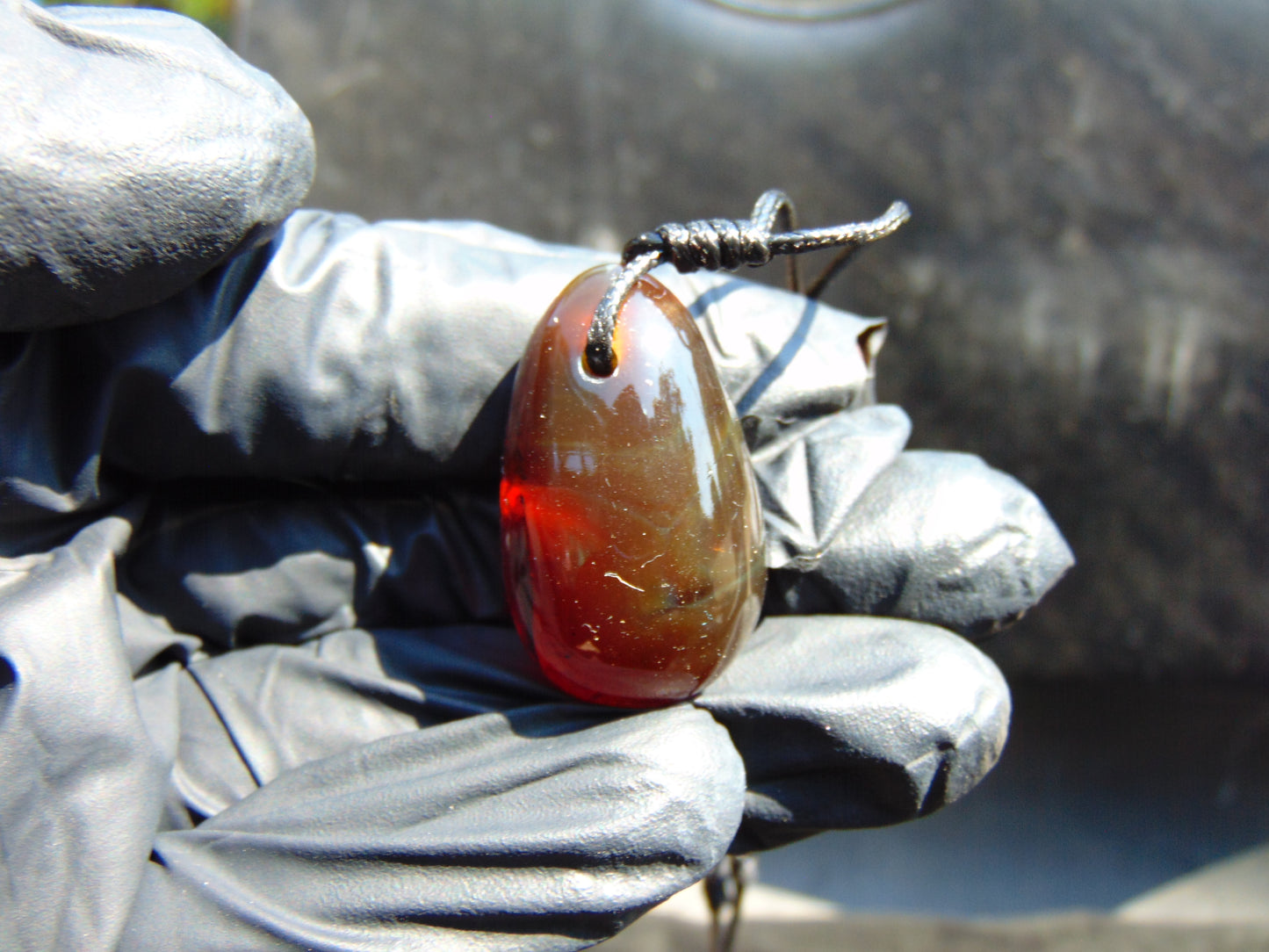 7 gram Teardrop Pendant Indonesian Red Amber for Healing A14
