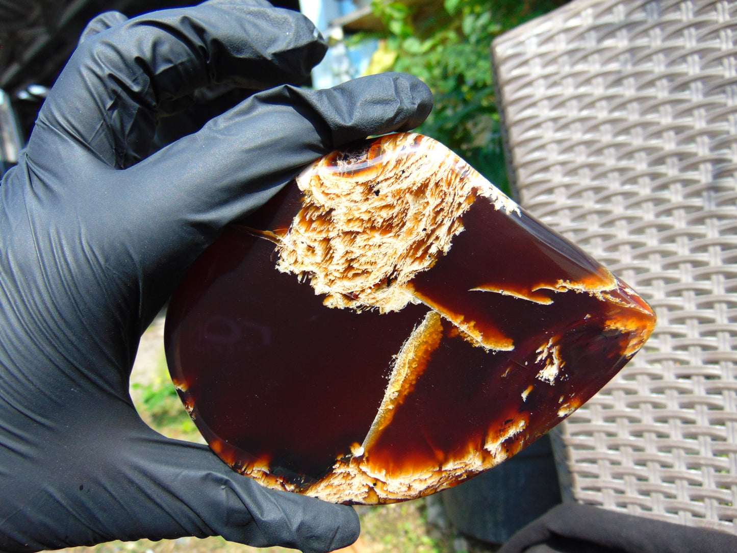 123 gram Slab polished Indonesian Sumatra Inclusion Cherry Red Amber for Healing 25N152