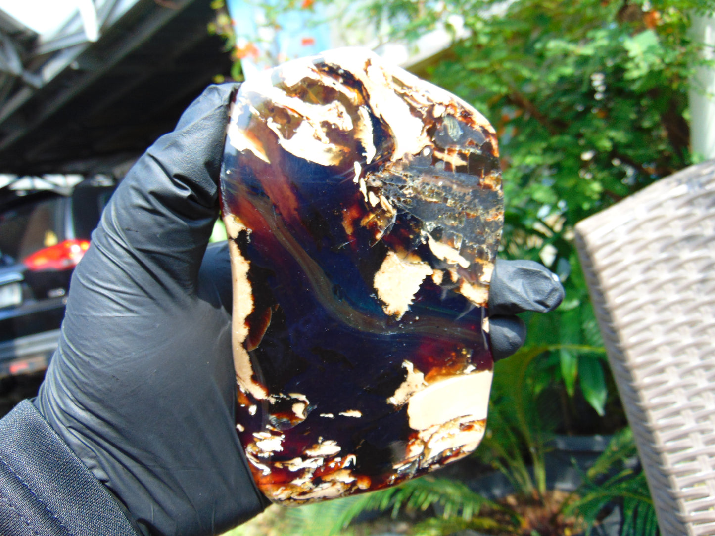 156 gram Slab polish Indonesian Sumatra White Blue Amber for Healing 25Y123