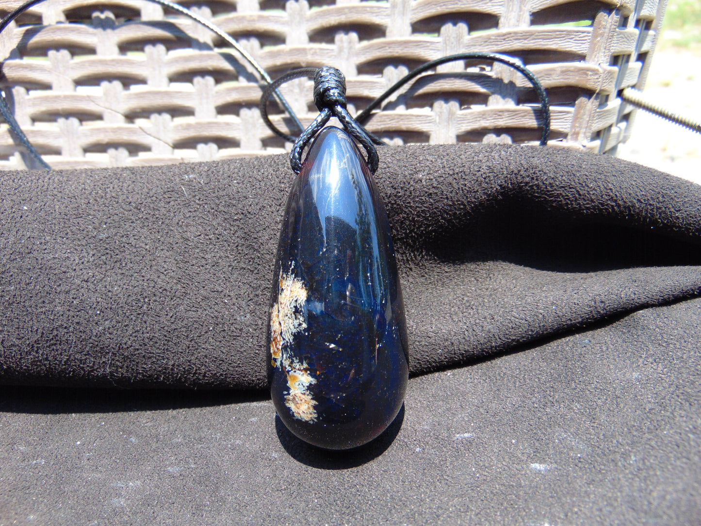 31 gr Teardrop Pendant Indonesian Blue Amber for Healing 25A64