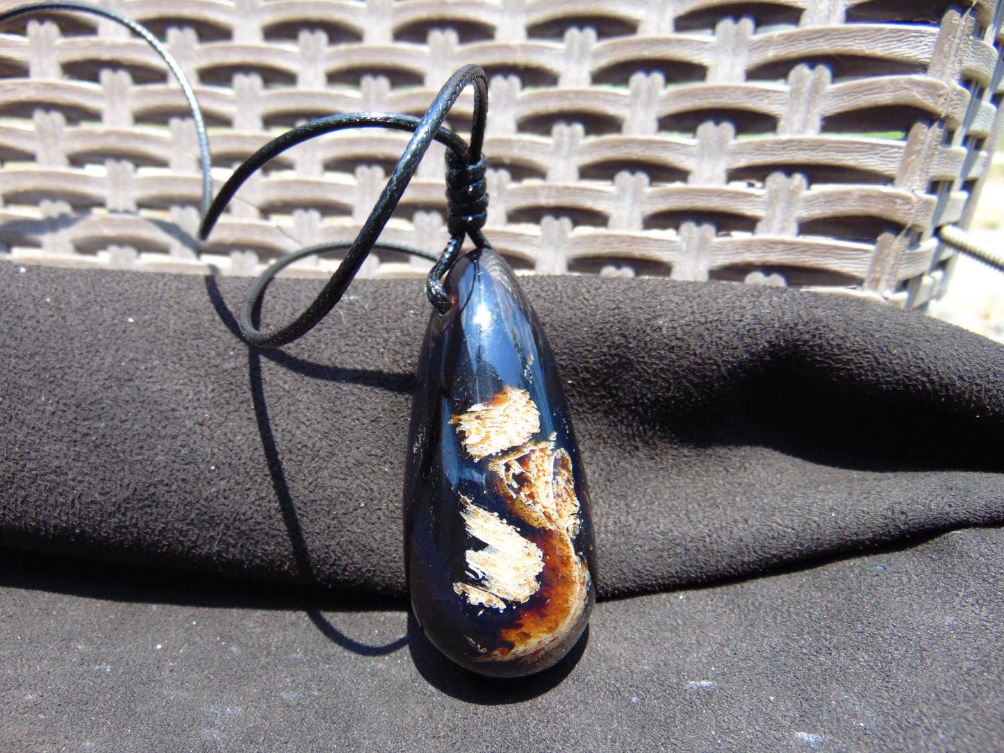 31 gr Teardrop Pendant Indonesian Blue Amber for Healing 25A64