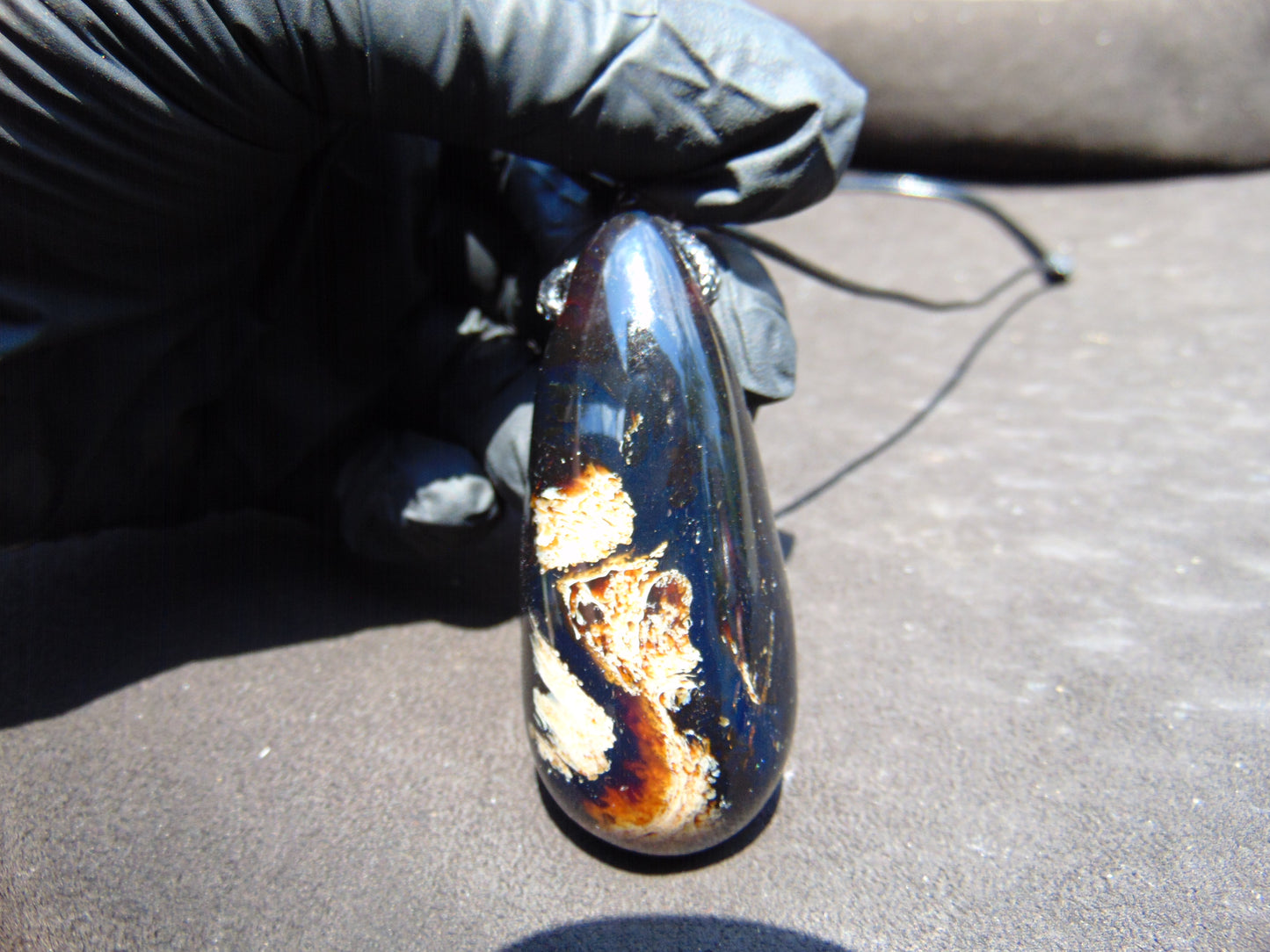 31 gr Teardrop Pendant Indonesian Blue Amber for Healing 25A64