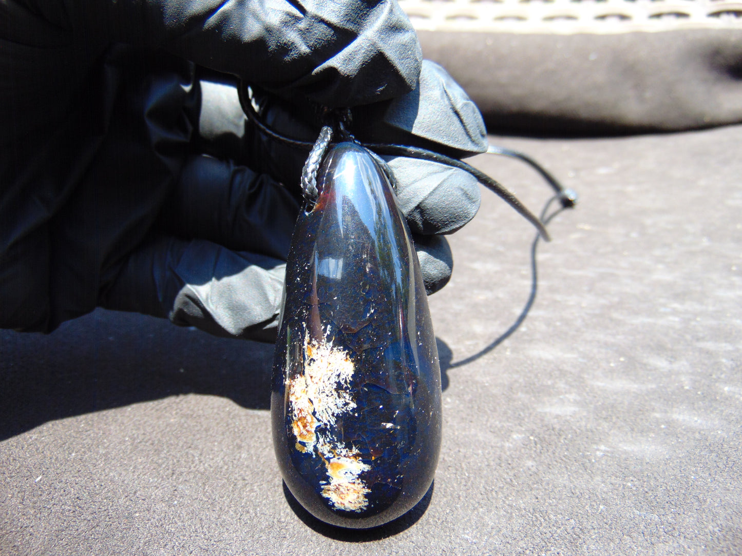 31 gr Teardrop Pendant Indonesian Blue Amber for Healing 25A64