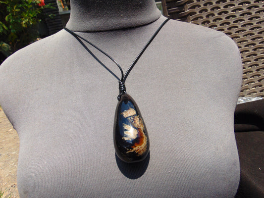 31 gr Teardrop Pendant Indonesian Blue Amber for Healing 25A64