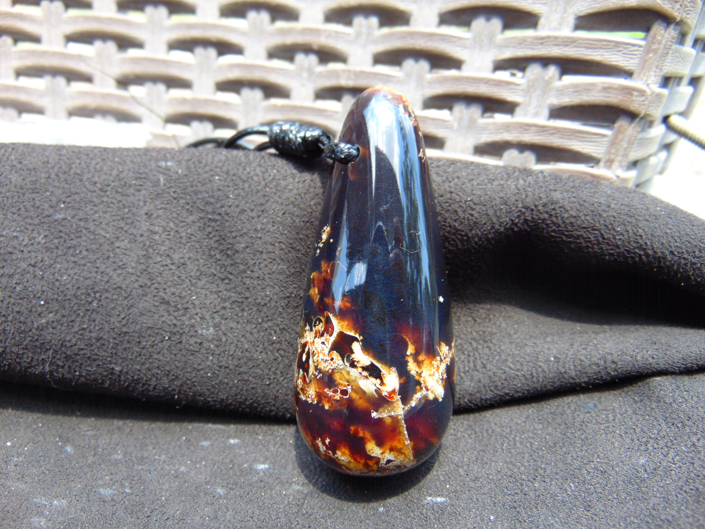 34 gr Teardrop Pendant Indonesian Blue Amber for Healing 25Y1