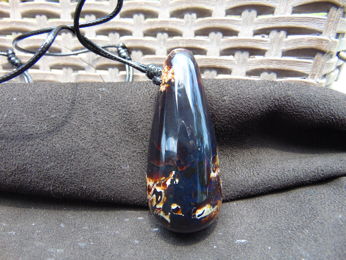 34 gr Teardrop Pendant Indonesian Blue Amber for Healing 25Y1