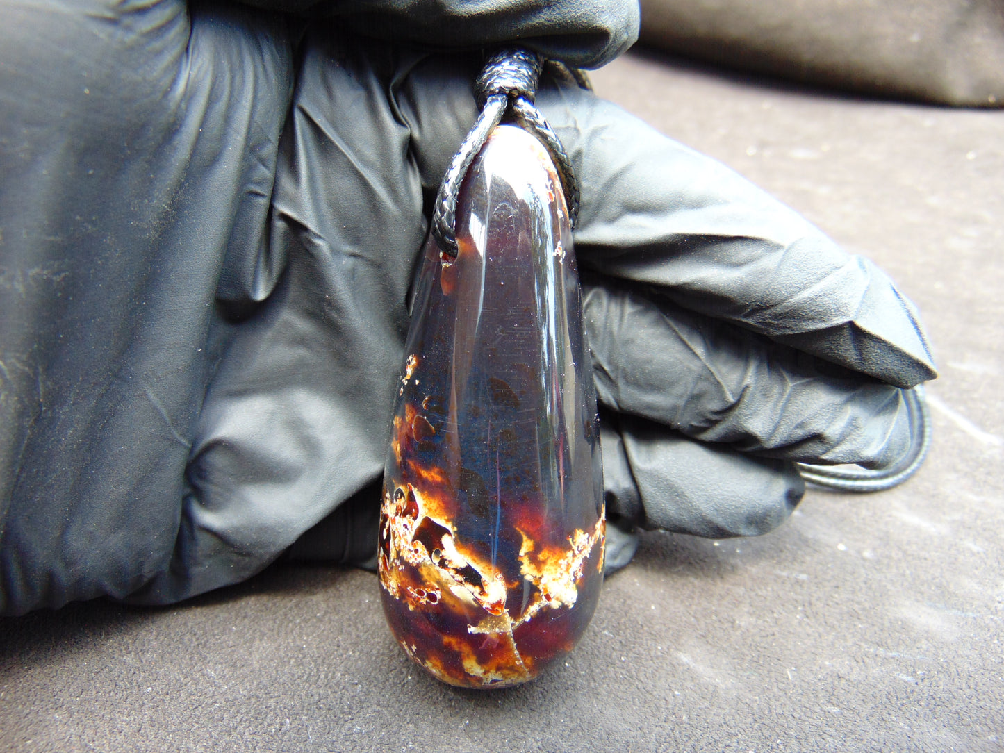 34 gr Teardrop Pendant Indonesian Blue Amber for Healing 25Y1