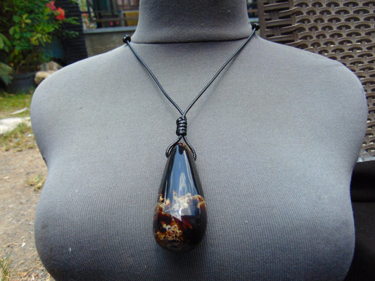 34 gr Teardrop Pendant Indonesian Blue Amber for Healing 25Y1