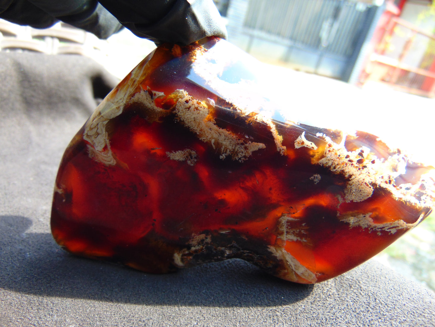 98 gram Slab polished Indonesian Sumatra Cherry Red Amber for Healing 25Y107