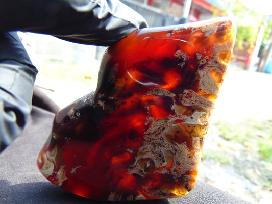 98 gram Slab polished Indonesian Sumatra Cherry Red Amber for Healing 25Y107