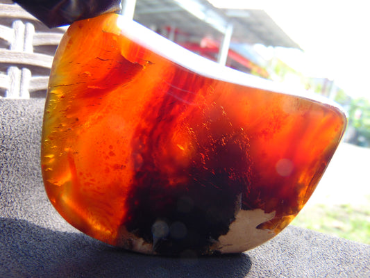 66 gram Slab  polished Indonesian Sumatra Purple Red Amber for Healing 25A194