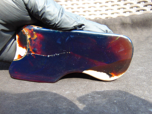 101 gram Slab polished Indonesian Sumatra Purple Blue Amber for Healing 25N158