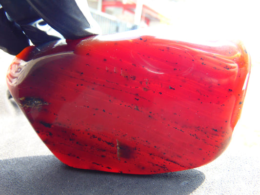 144 gram Slab  polished Indonesian Sumatra Cherry Red Amber for Healing 25A204