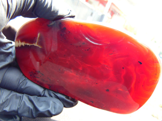 138 gram Slab polished Indonesian Sumatra Cherry Red Amber for Healing 25N159