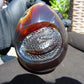 593 gr 4.9x3.9" snake carving on the Amber egg  Indonesian Mushroom Inclusion Purple Blue Amber AJ772