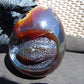 593 gr 4.9x3.9" snake carving on the Amber egg  Indonesian Mushroom Inclusion Purple Blue Amber AJ772