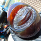 593 gr 4.9x3.9" snake carving on the Amber egg  Indonesian Mushroom Inclusion Purple Blue Amber AJ772