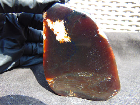 81 gram Slab polished Indonesian Sumatra Dark Red Amber for Healing 25A198