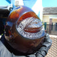 593 gr 4.9x3.9" snake carving on the Amber egg  Indonesian Mushroom Inclusion Purple Blue Amber AJ772