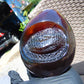 593 gr 4.9x3.9" snake carving on the Amber egg  Indonesian Mushroom Inclusion Purple Blue Amber AJ772